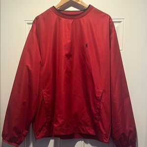 Ralph Lauren Polo Golf Men Red Rain Pullover Windbreaker Jacket Size: XL